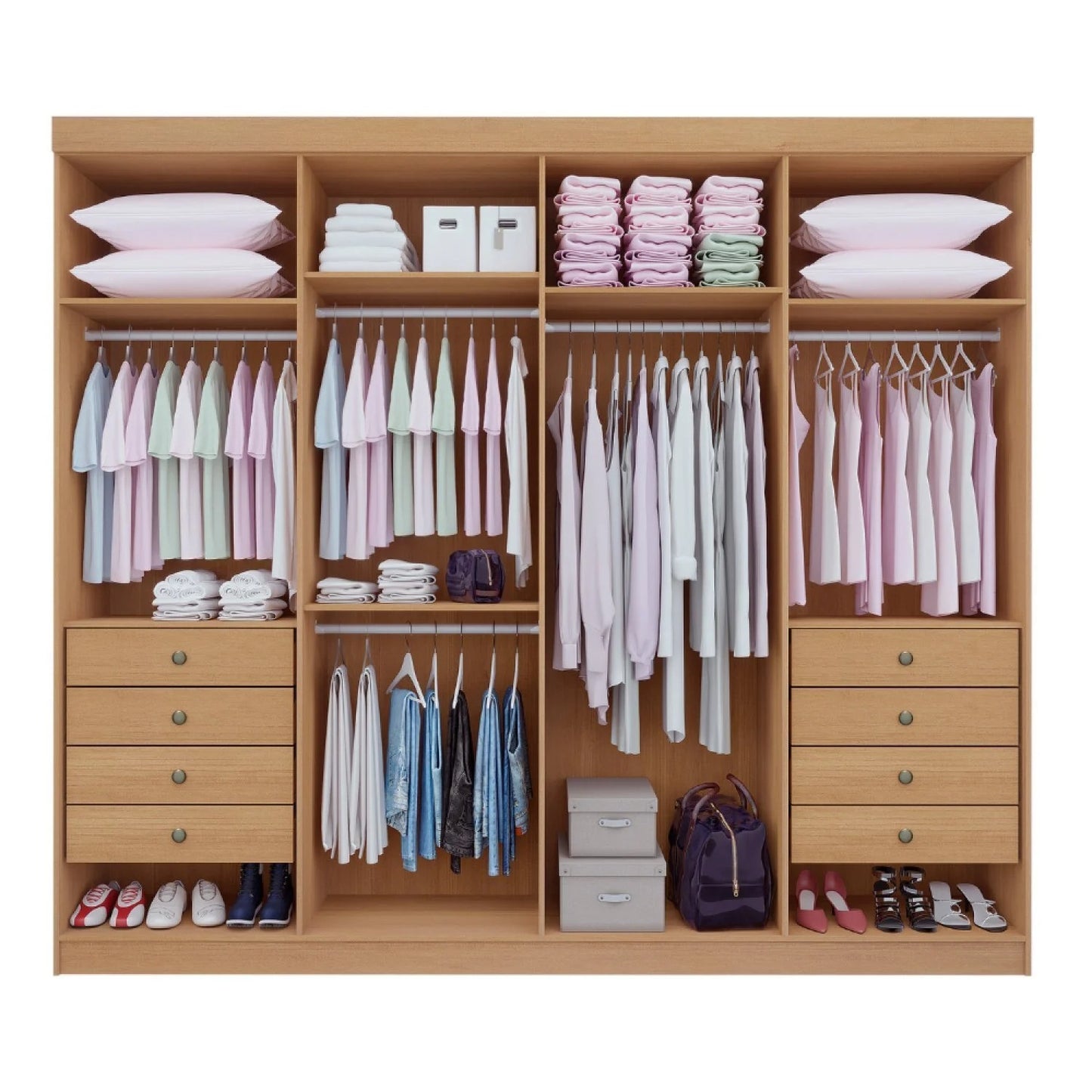 Guarda-Roupa Casal 8 Portas e 8 Gavetas Império 100% MDF Cinamomo/Off White