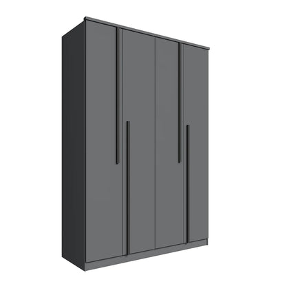 Guarda-Roupa Solteiro 4 Portas 2 Gavetas Sarah Grafite 100% MDF