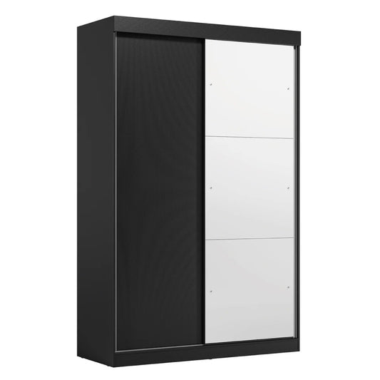 Guarda-Roupa Solteiro 2 Portas com Espelho e 2 Gavetas Peônia Preto Prime